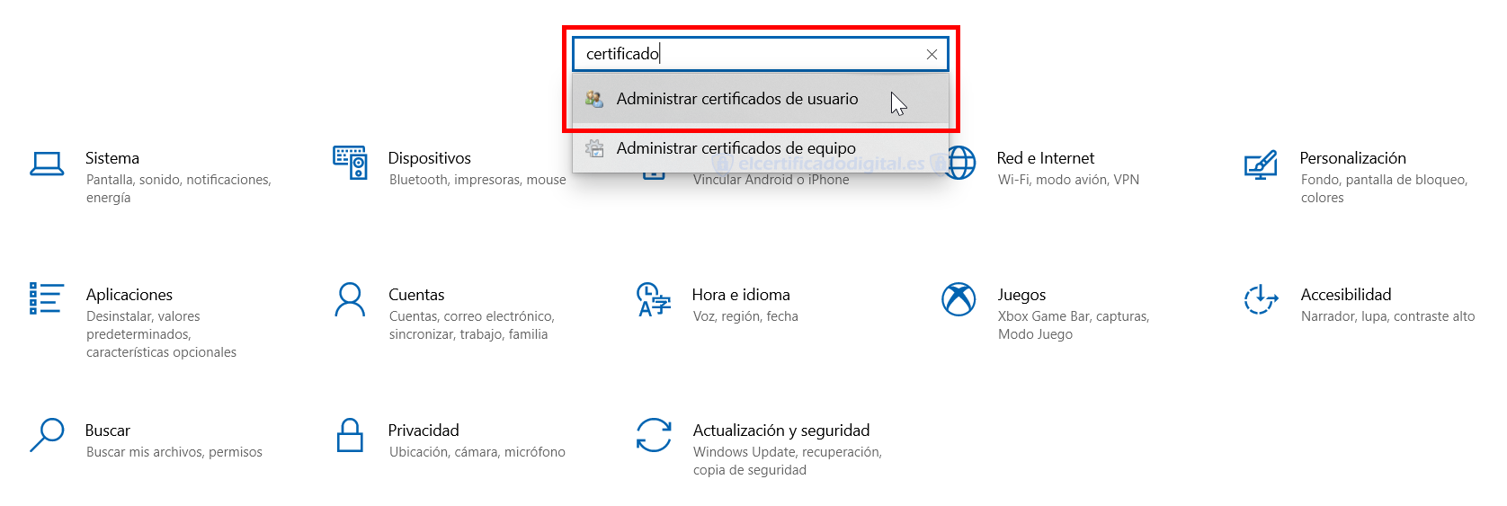 Acceder al Administrador de Certificados de Windows