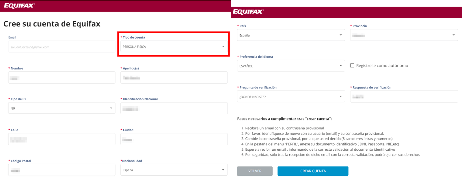 Persona Física para ASNEF Equifax