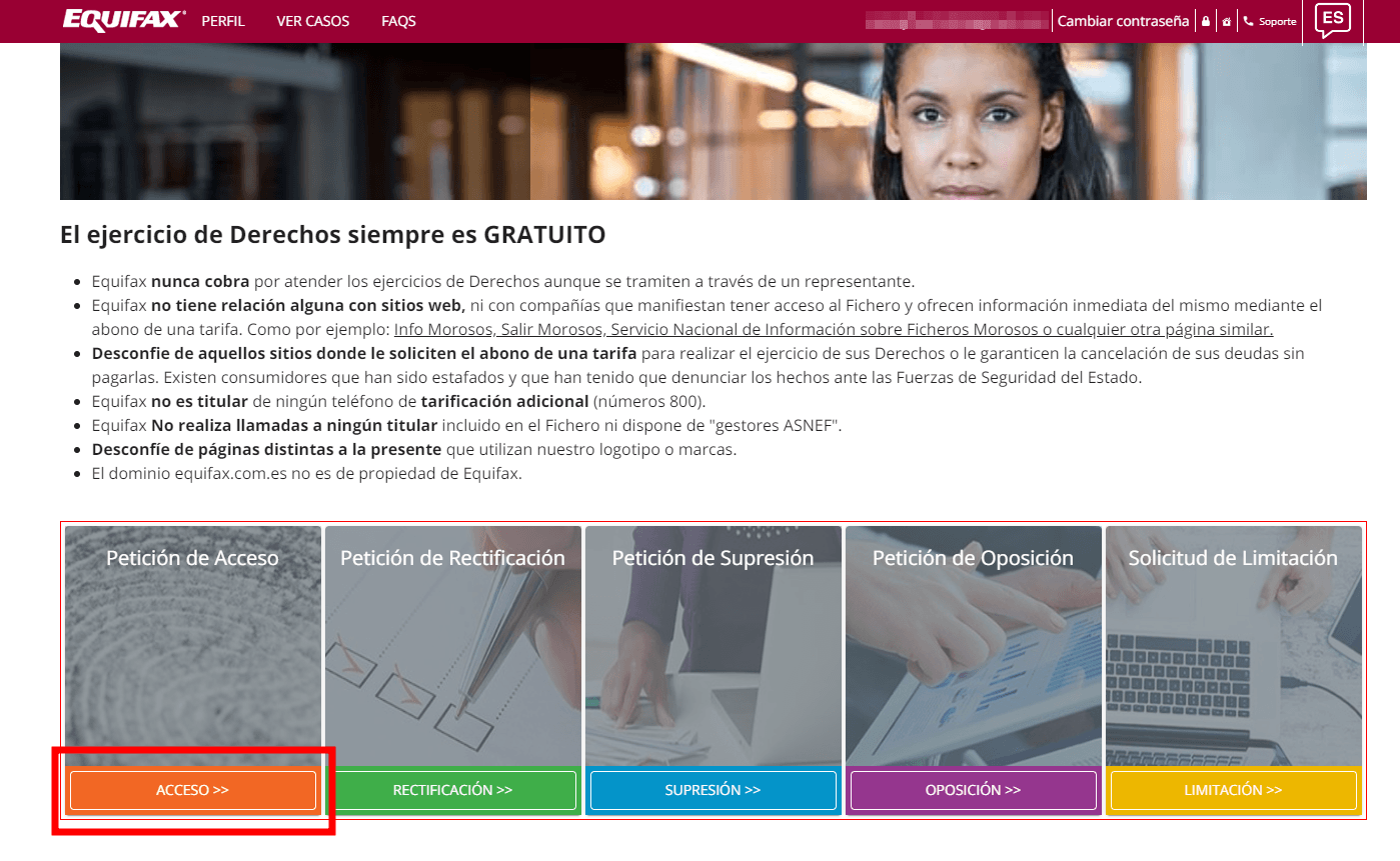 Ejerce el derecho de Acceso a ASNEF